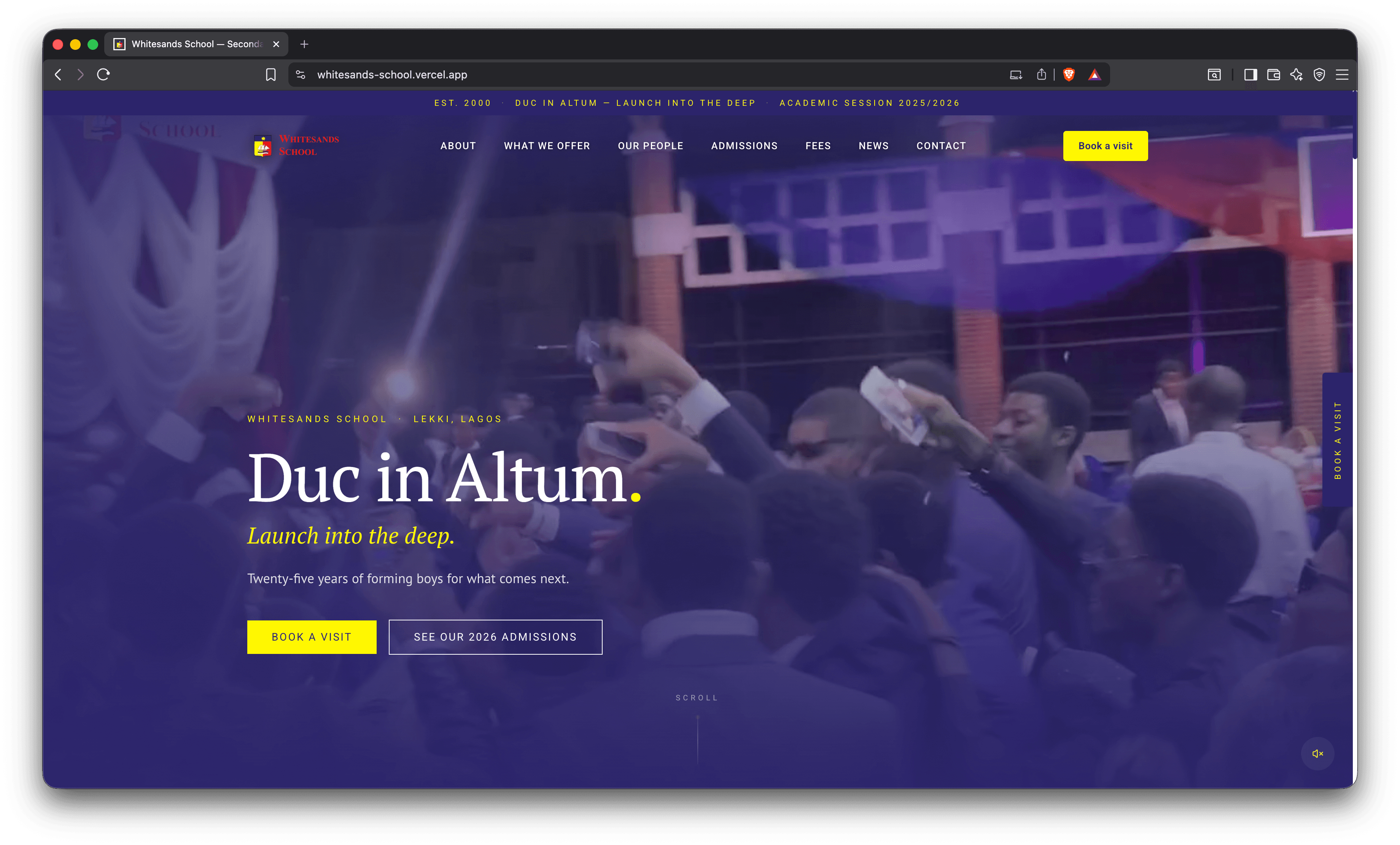 Whitesands School website by Greyform, showing the “Duc in Altum” homepage
